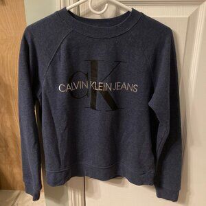 CK Calvin Klein Jeans Crewneck Sweatshirt Men’s Size Small S Blue w/ Silver Text